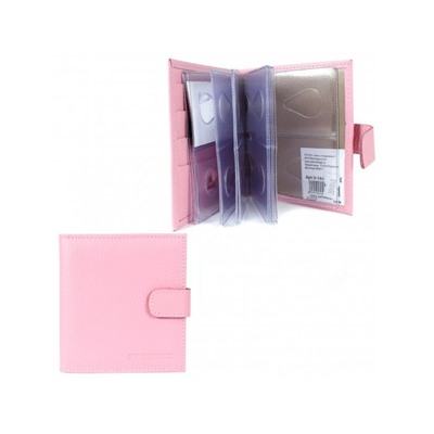 Кредитница Premier-V-144 (с хляст,  2х-рядная,  5внут карм,  32карточки)  натуральная кожа розовый флотер (331)  204848