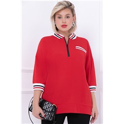 Красная трикотажная блуза с рукавом три четверти