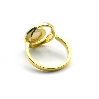 Кольцо с перламутром круг 15мм, золотистый
