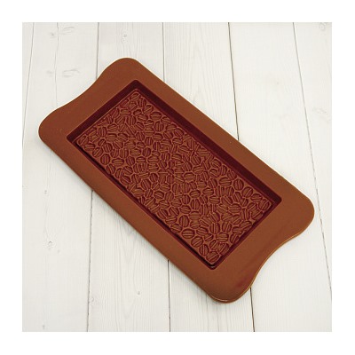 Форма силиконовая для шоколада "Плитка кофейные зерна" 8*16 см