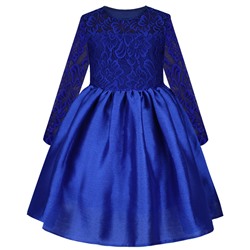 Нарядное синее платье для девочки с гипюром 84173-ДН19