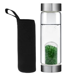 Бутылка для воды с крошкой цв.зеленый 70*70*235мм