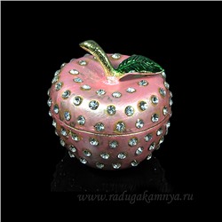 Шкатулка яблоко розовое 45*45*43мм (1873)