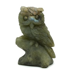 Скульптура резная "Сова" камень лабрадор