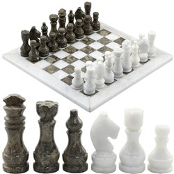 Шахматы из мрамора белого и ракушечника 300*300мм