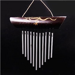 Музыка ветра БАМБУК С ЯЩЕРИЦЕЙ (11 палочек, бамбук, роспись, размер 30 на 18 см.), с острова Бали, 1 шт.