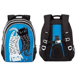 Рюкзак школьный RG-168-2/2 "Коты" голубой 28х41х20 см GRIZZLY