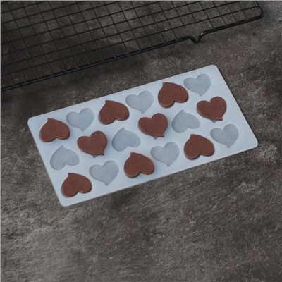 Силиконовый мат для отливки шоколада «Мини сердечки»