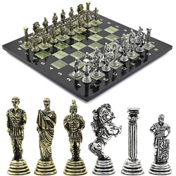Шахматы подарочные с металлическими фигурами "Римляне", 300*300мм