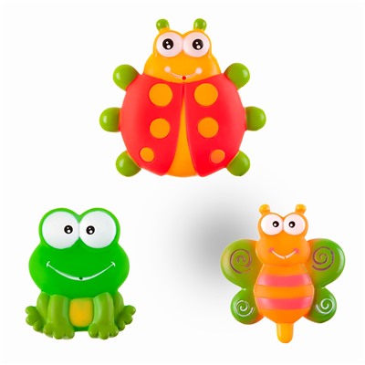 BONDIBON ВВ1738 Набор игрушек для купания с брызгалкой,"Бабочка, лягушка,божья коровка"