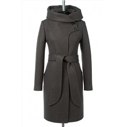01-11090 Пальто женское демисезонное (пояс) валяная шерсть серый