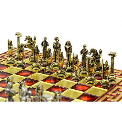 Шахматы сувенирные с металлическими фигурами "Афина" 205*205мм.