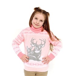 Мягкий теплый свитер с оленями, 134 размер