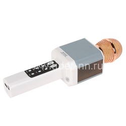 Колонка-микрофон (WS-1828) Bluetooth/USB/micro SD/LED/караоке/меняет голос (белая)