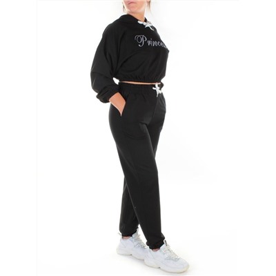 303-1 BLACK Спортивный костюм женский (100% хлопок) размер 48