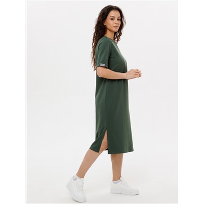 Трикотажное женское удлиненное платье-футболка LINGEAMO темно-зеленое ВП-08 (12)