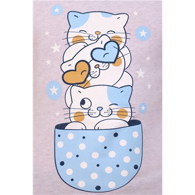 Пижама для девочки Кошки в чашке арт.ПД-009-020 (Серый)