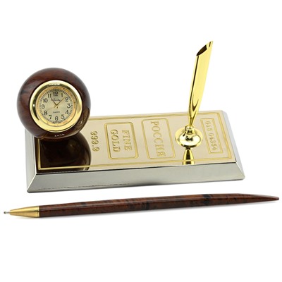 Письменный прибор шар с ручкой из обсидиана "Слиток" 165*75*65мм.