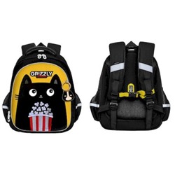Рюкзак школьный RAz-386-2/1 "Черный кот" черный - желтый 28х36х20 см GRIZZLY