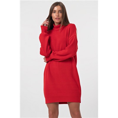 Платье вязаное свободное красное