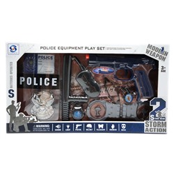 Набор Полицейского (пистолет+наручники+рация+дубинка+свисток) 46*25см / коробка HSY-025