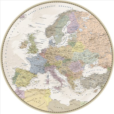 Скатерть с картой Европы в ретро-стиле (круглая)