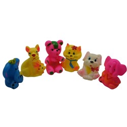 Резиновые игрушки  Зверушки 6шт (2 собаки, котик,2 слоника,медведь) 21*20см / пакет  6144