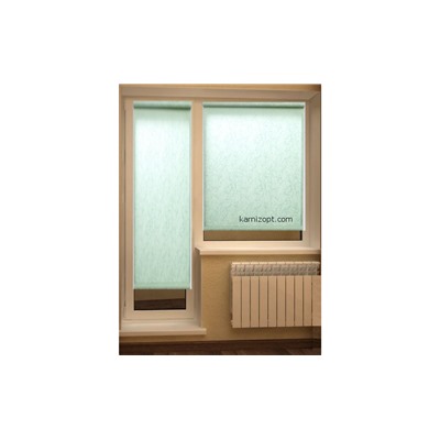 Рулонные шторы для балконной двери (зелёные)