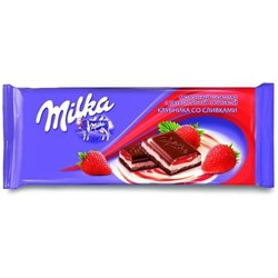 "Милка" молочный шоколад Клубника со Сливками  85гх20