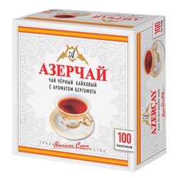 Чай Азерчай чёрный байховый с бергамотом, 100 пакетиков по 2 г