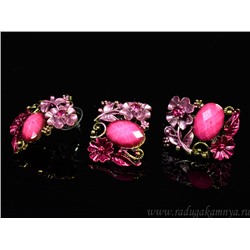 Кольцо Серьги с муранским стеклом цв. розовый