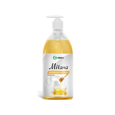 Жидкое крем-мыло "Milana" (молоко и мед) 1 л с дозатором (1/6) "grass"