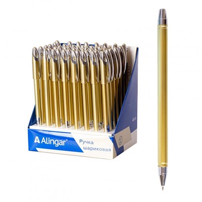 Ручка масляная шар. син. Alingar золотой пласт.корпус 0,7мм (выпис.по 2шт.) AL6513