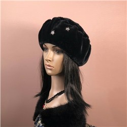Женская шапка "Эко-Берет " экомех, цвет черный.