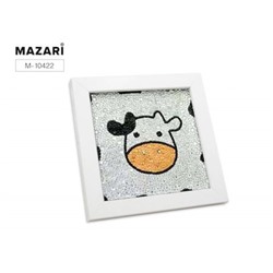 Алмазная мозаика 15х15 см "Коровка" полная выкладка, деревянная рамка в комплекте M-10422 Mazari