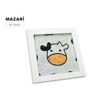 Алмазная мозаика 15х15 см "Коровка" полная выкладка, деревянная рамка в комплекте M-10422 Mazari