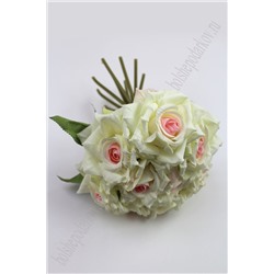 Букет свадебный "Розы" 23 см (SF-1552) белый/розовый