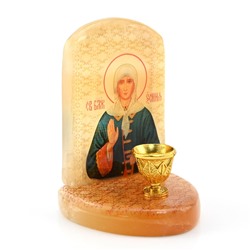 Икона из селенита с подсвечником "Ксения Петербургская" 55*50*75мм