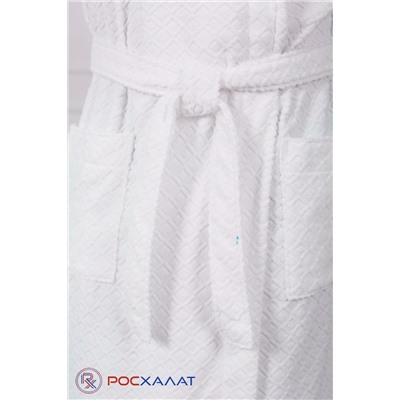 Белый махровый жаккардовый халат с шалькой унисекс МЗ-11 (1)