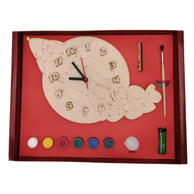 Часы с циферблатом под роспись "Ракета" с красками арт.ДНИ126 /20