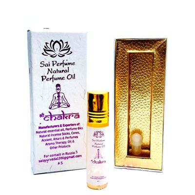 Sai Perfume Natural Oil GOLDEN WOOD, Shri Chakra (Натуральное парфюмерное масло ЗОЛОТОЙ ЛЕС, Шри Чакра), коробка, 8 мл.