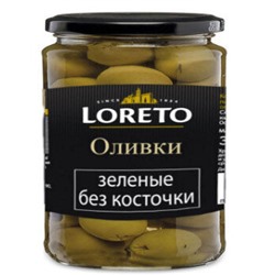 Оливки зеленые без косточки Loreto 330 гр (Испания)