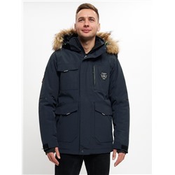 Куртка зимняя мужская удлененная с мехом хаки цвета 2159-1TS