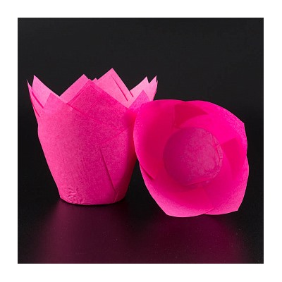 Капсула - тюльпан для выпечки розовая 80*50, 20 шт