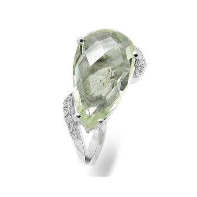 Кольцо из серебра зеленый аметист, Ранелия