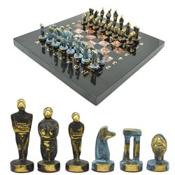 Шахматы подарочные с металлическими фигурами "Кикладский период"  240*240мм