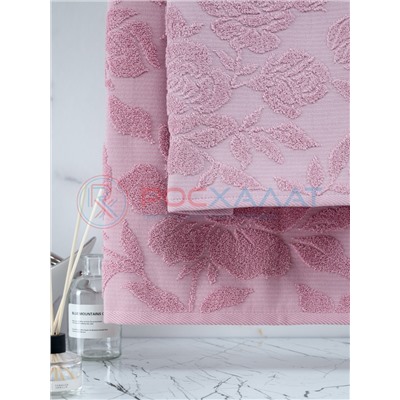Махровое полотенце жаккардовое Шиповник пудрово-розовое ПМА-6591 (315)