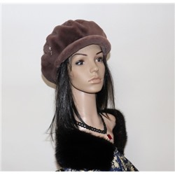 Женская шапка "Кепочка" экомех, цвет шоколад
