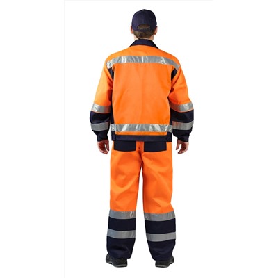 Костюм сигнальный "ПРОТЕКТ" куртка/брюки цвет: оранжевый/т.синий