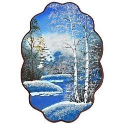 Картина с рисунком из камня, зима "облачко" 31,5*46см, 700г.